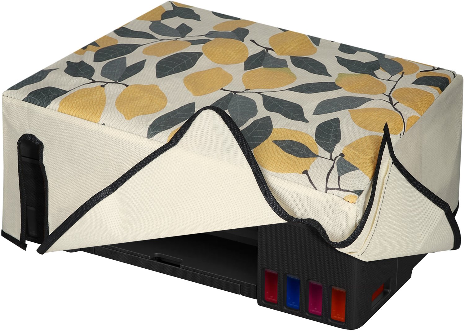 kwmobile hoes geschikt voor Canon PIXMA G650 / G620 - Beschermhoes voor printer - Cover in geel / groen / beige - Citroenboom design
