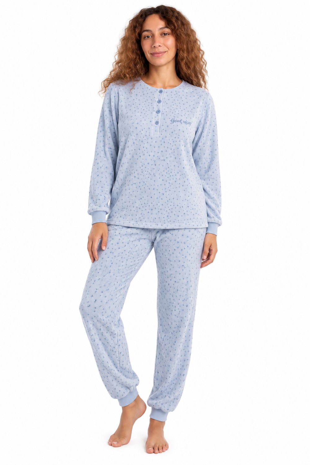 Cocodream- Badstof Dames Pyjama - Winter - Blue Stars - Maat XXL