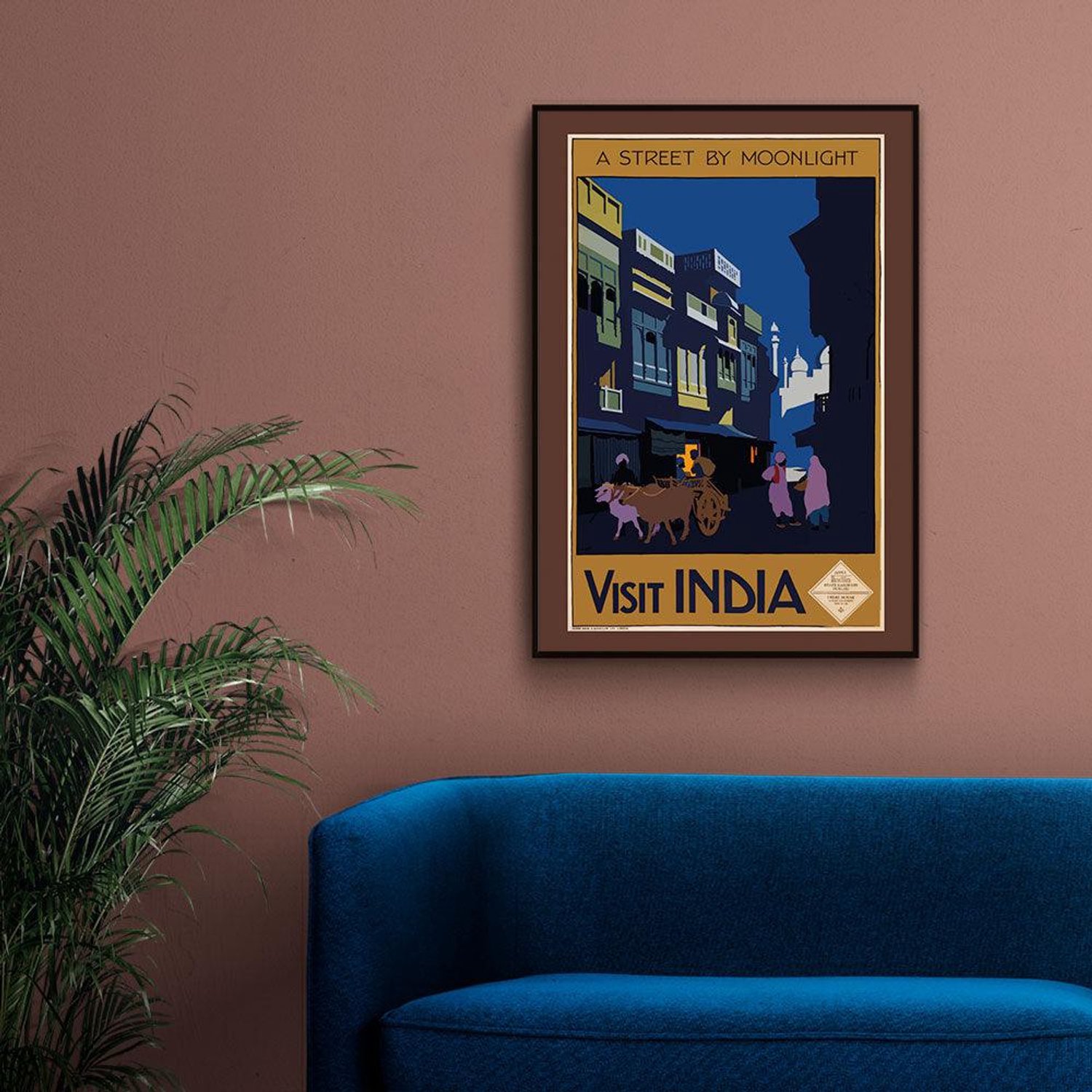 Walljar - A Street By Moonlight - Muurdecoratie - Poster