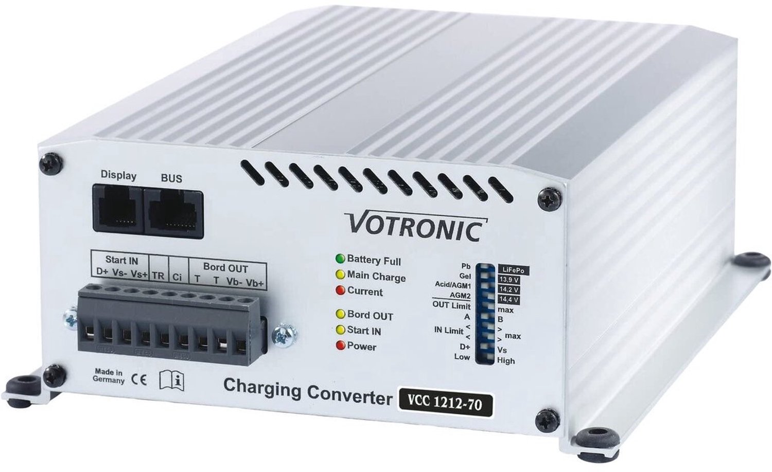 Acculader B2B Laadomvormer - 12 Volt 70 Ampère - Compact 7,1x16x23,5 cm - Wit - Voor 12 V Batterijen