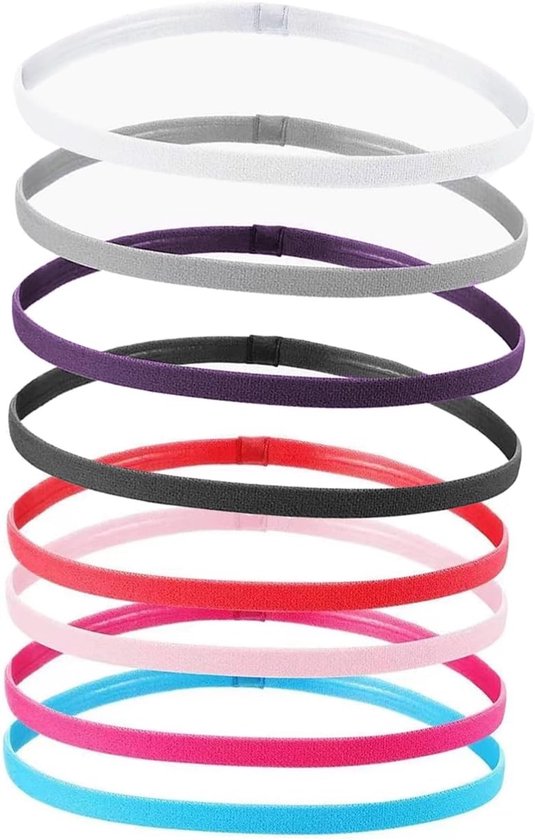 Set van 8 Dunne Sport Haarbanden - Antislip Elastische Haarbanden voor Jongens, Meisjes en Kinderen, Ideaal voor Sport en Activiteiten