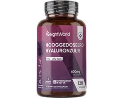 WeightWorld Hyaluronzuur capsules - 600 mg - 120 capsules voor 4 maanden voorraad - Gemaakt in het VK - Vegan