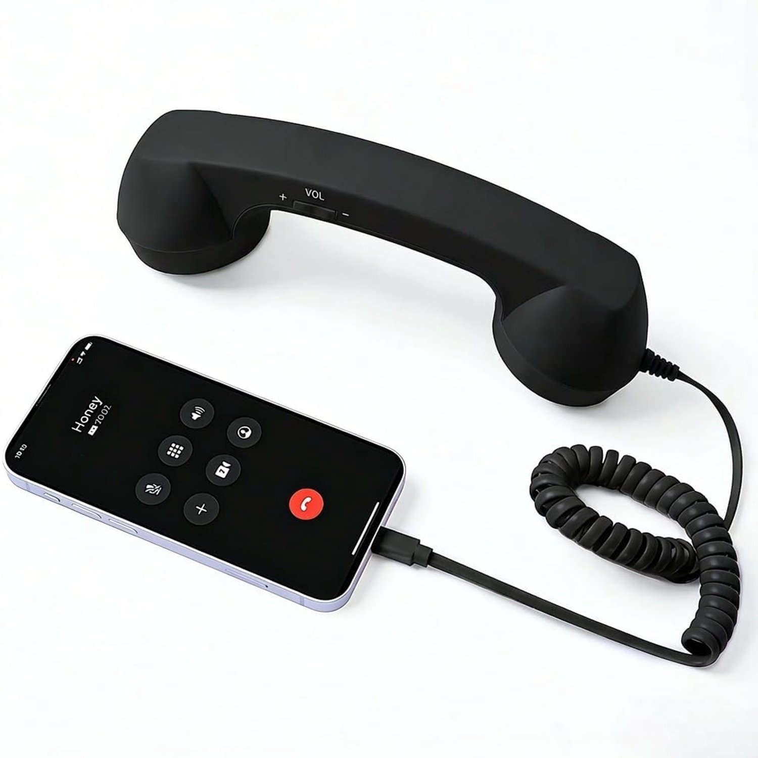 Retro Telefoon - Retro telefoonhoorn - Aansluitend op Mobiel - Type-C - Telefoonhoorn met vaste aansluiting - Headset - Ergonomisch - Koptelefoon - Woondecoratie - Retro telefoonhandset geschikt voor iPhone en Android - Zwart