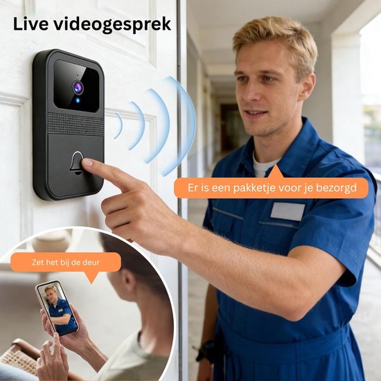 DailySupplies® Videodeurbel met Camera - Intercom Systeem - Veiligheid Thuis -Zwart — afbeelding 2