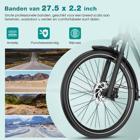 Hitway Elektrische Fiets BK S2 - E-Bike met 250W Middenmotor - 27.5*2.2 Inch City Commuter EBike met Afneembare 48V 15Ah Lithium Batterij - Maximale Actieradius 175 KM — afbeelding 2