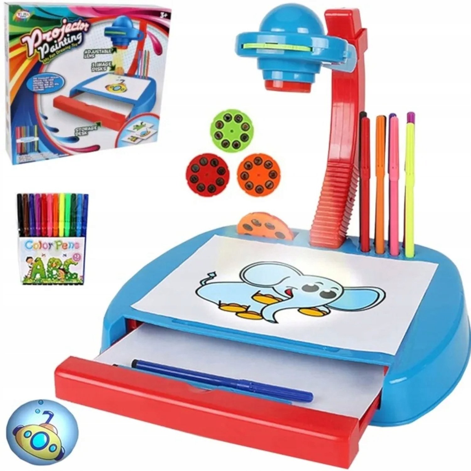 Kindertafel Projector 4-in-1 met Tekenplank en Markers