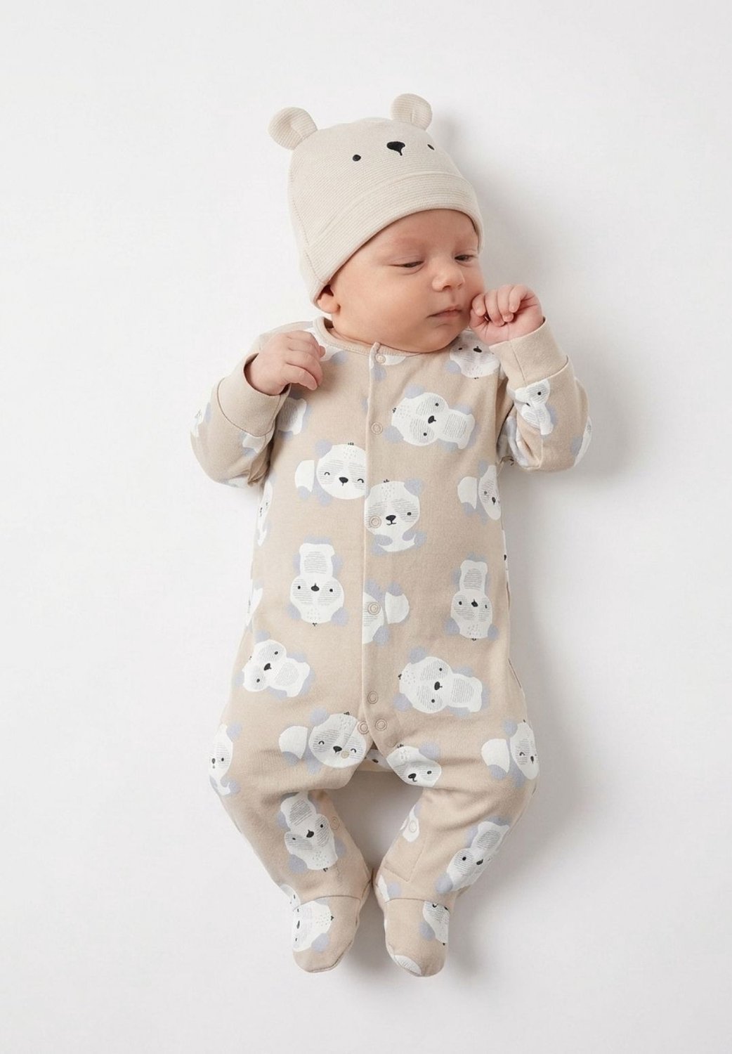 Minoti kraamcadeau – vijfdelige babyset – berenprint en streepjes – meerkleurig