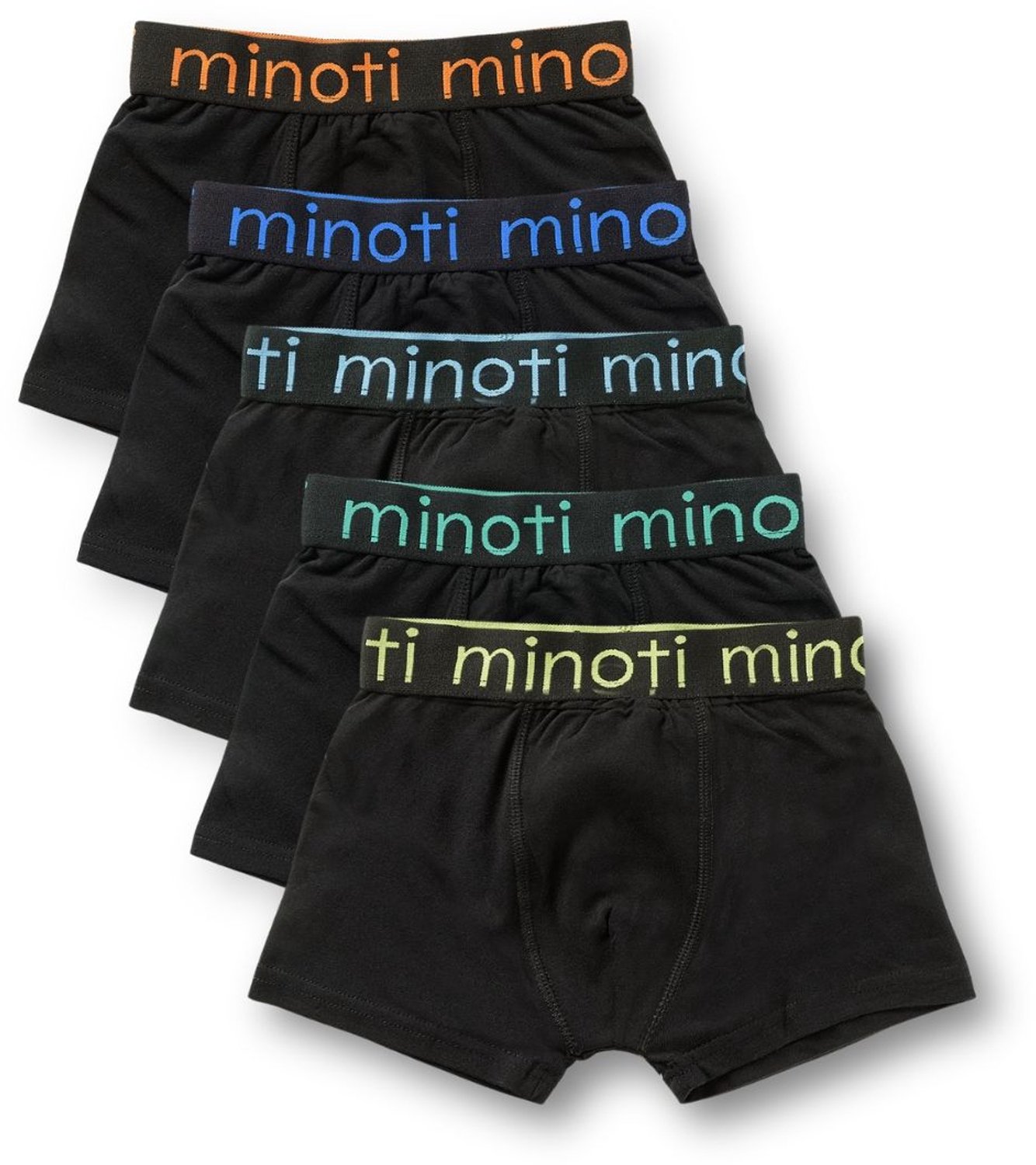 Minoti boxershorts jongens met gekleurde logoband - zwart - 5-pack