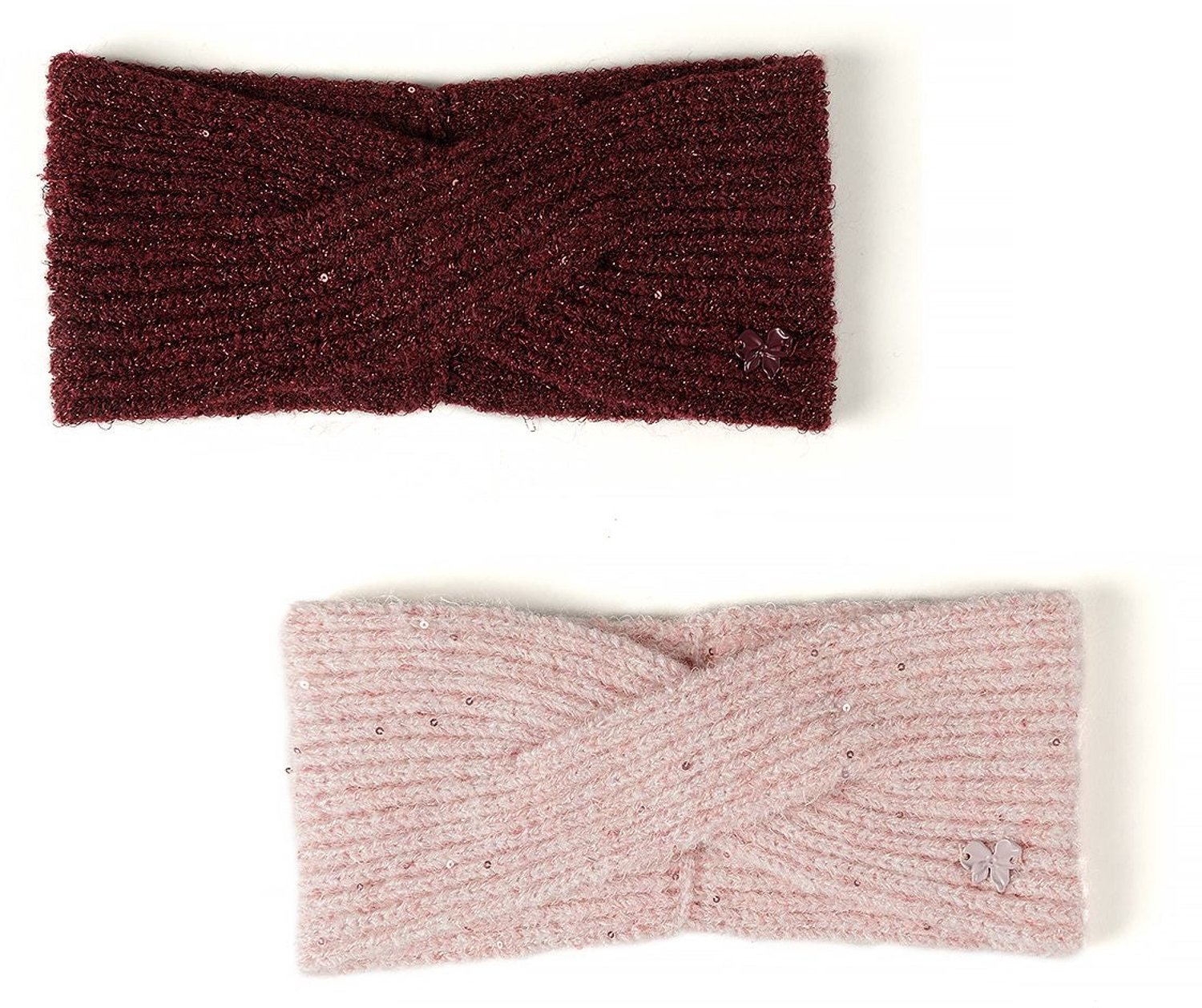 Minoti haarband meisje – met pailletten – set van 2 – bordeaux en lichtroze