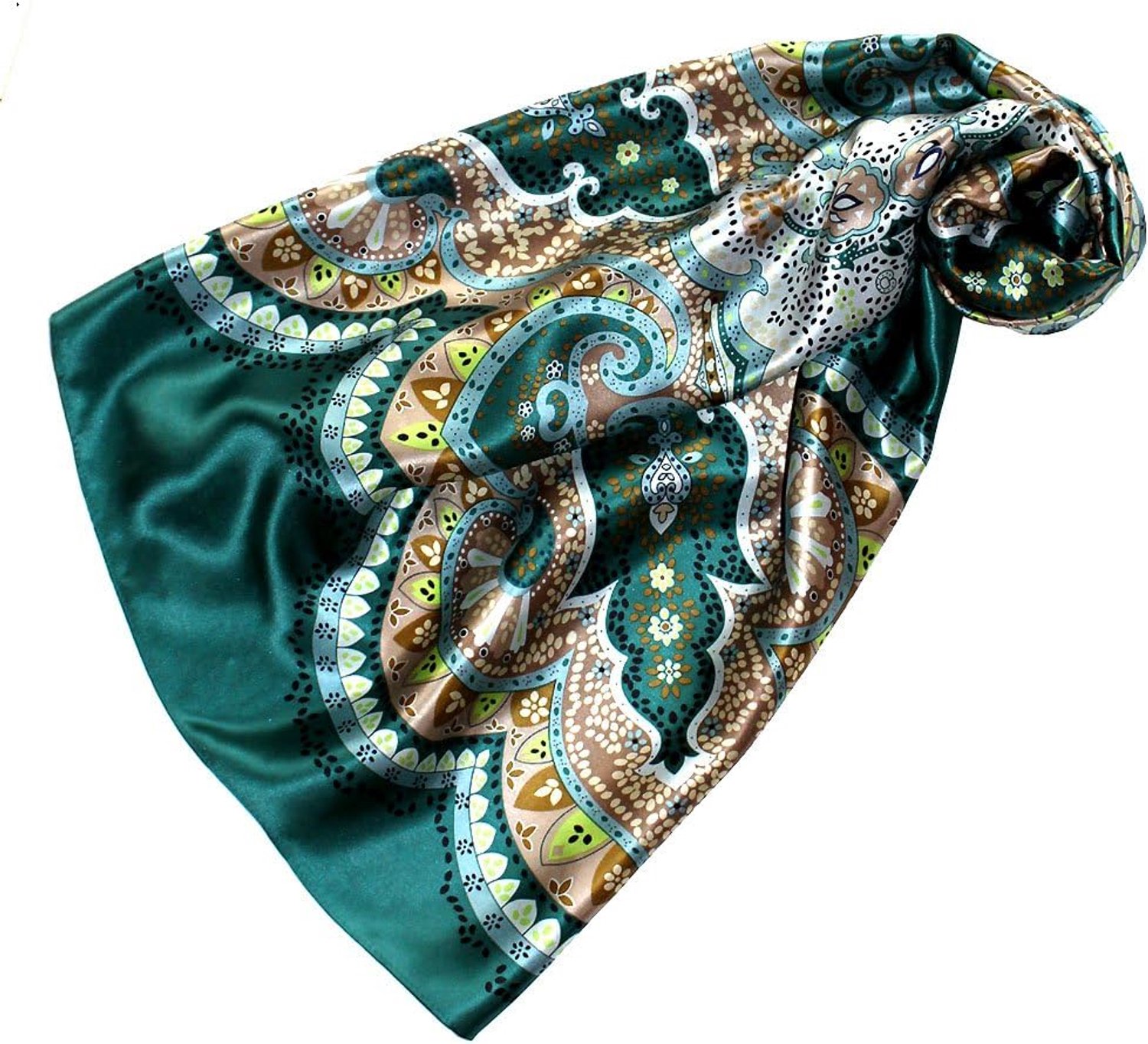 Zijden Sjaal Dames 90x90cm - Luxe Print in Groene Kleuren