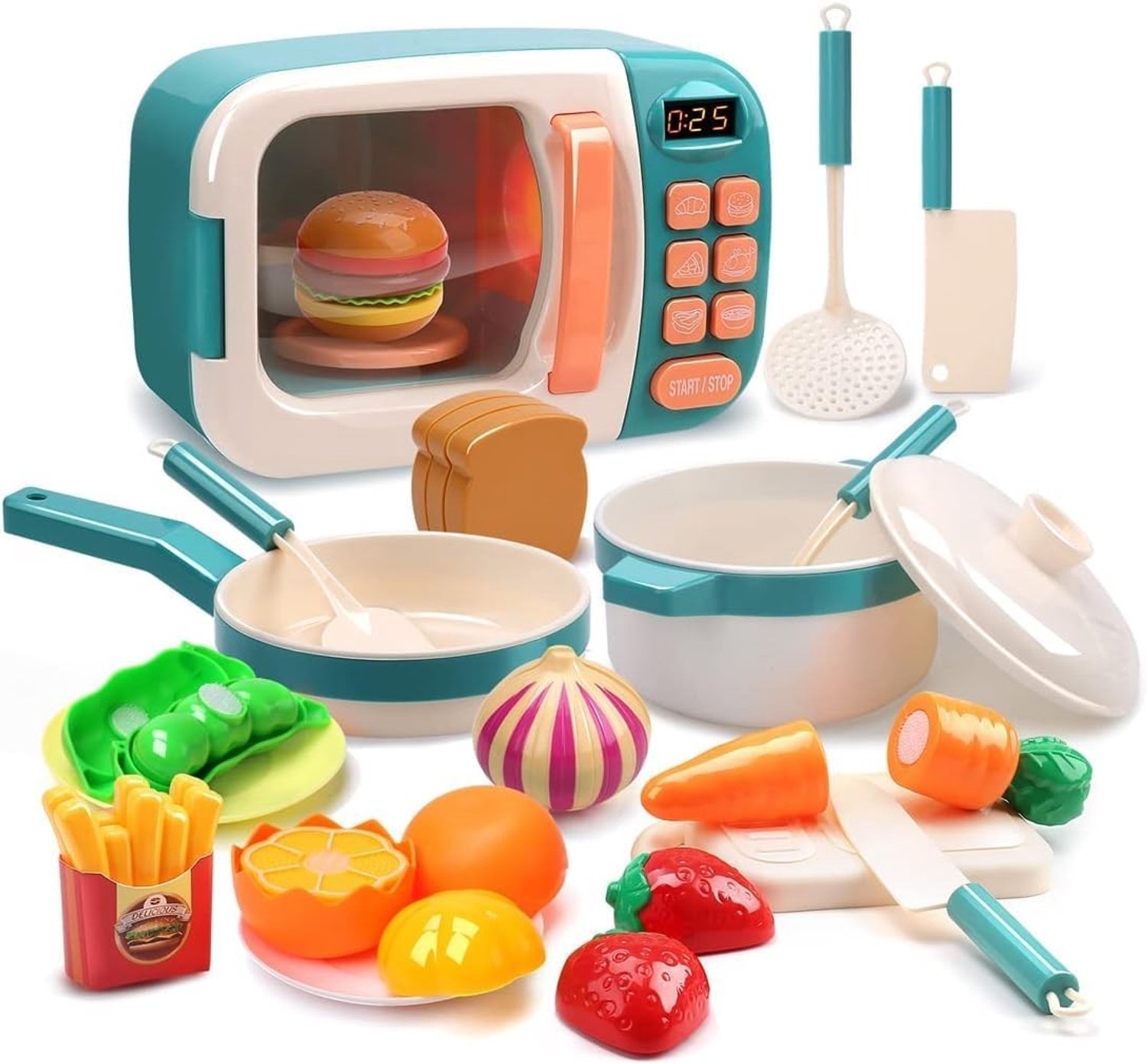 Speelkeuken Set voor Kinderen met Elektronische Oven, Speelgoed Eten, Pannen en Keukenaccessoires voor Creatief Spel