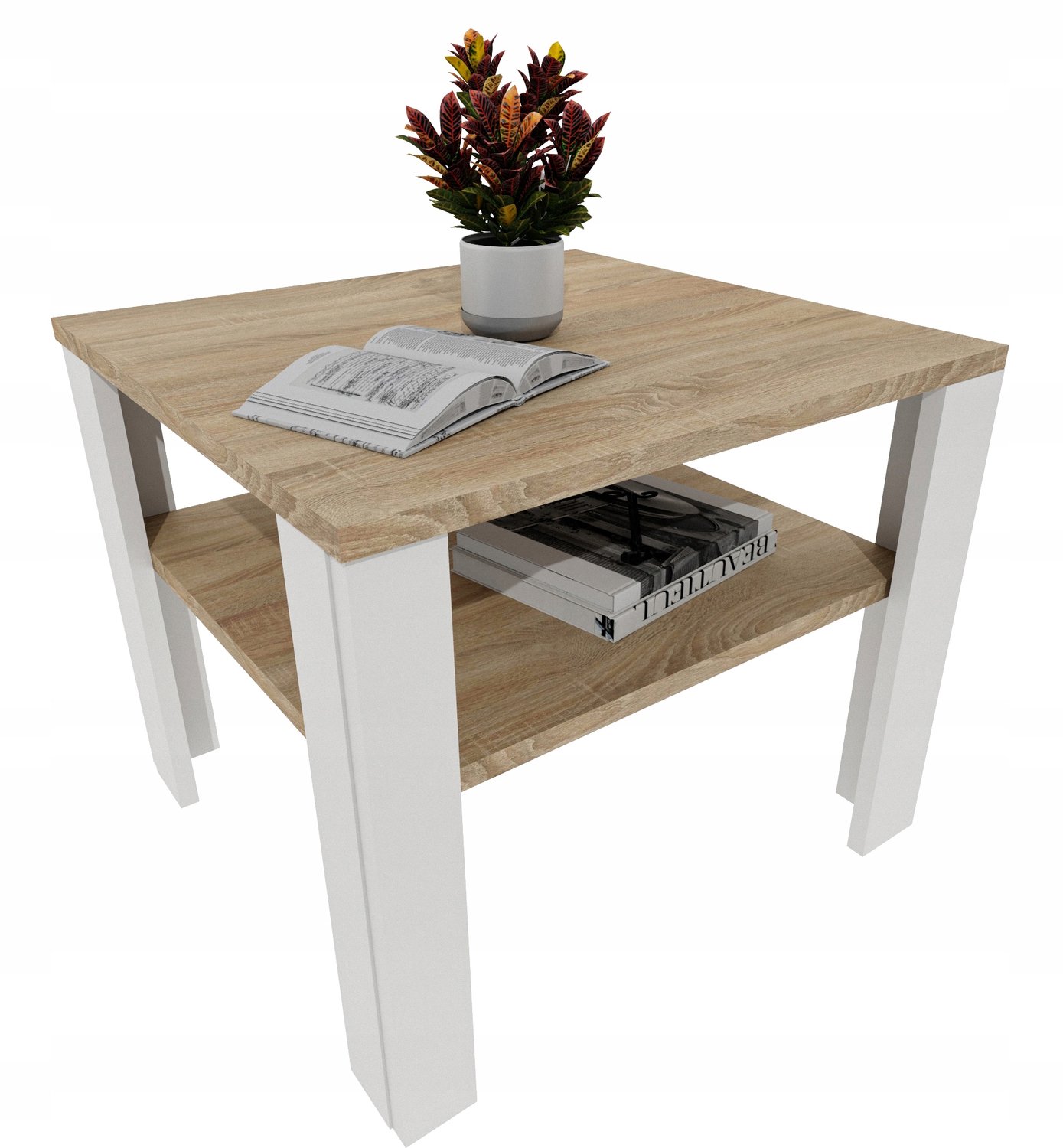 Mobelkap Salontafel Lara 53 - met plank, eikenlook/wit