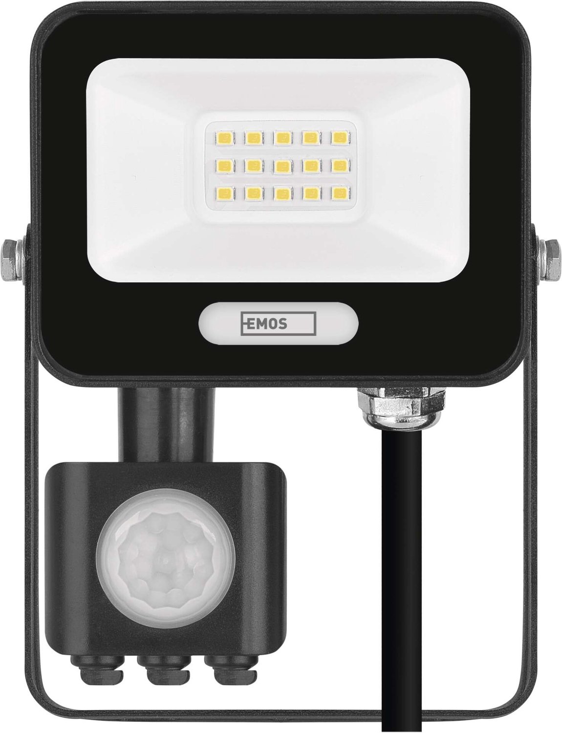 EMOS GLARO LED-schijnwerper met bewegingssensor, 10 W, zwart, IP54, 1000 lm, neutraal wit, ZS2314B