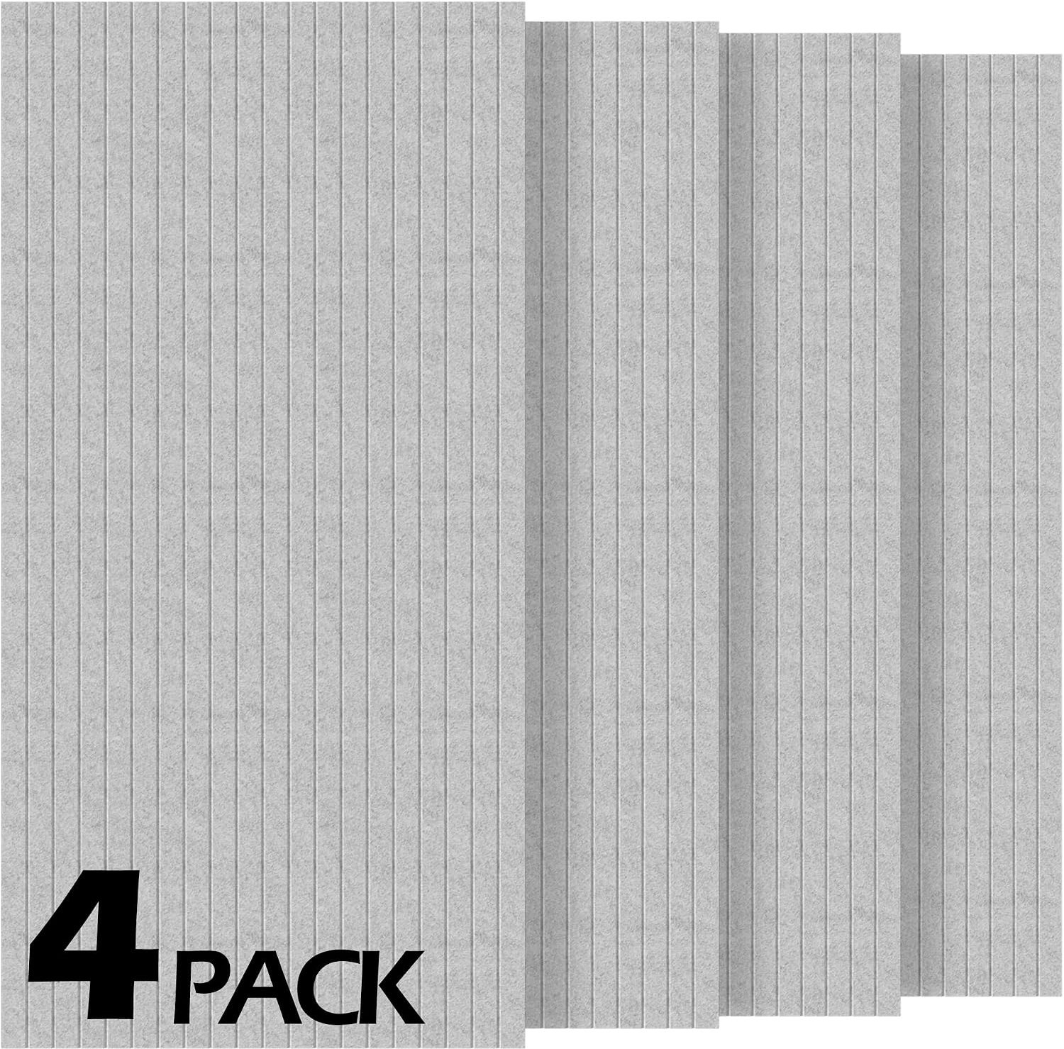 4 x akoestische panelen, rechthoekige wandpanelen op vilt, akoestisch vilt, zelfklevend, akoestisch paneel, geluidsisolatie, geluidsisolatie, geluidsisolatie voor kantoor, studio, decoratie