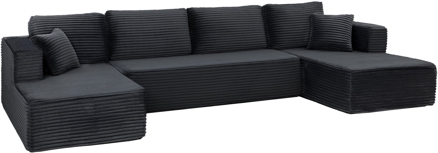 Homcom Sofa Set-Polyester-369 x 152 x 78 cm-Dunkelgrau Donkergrijs