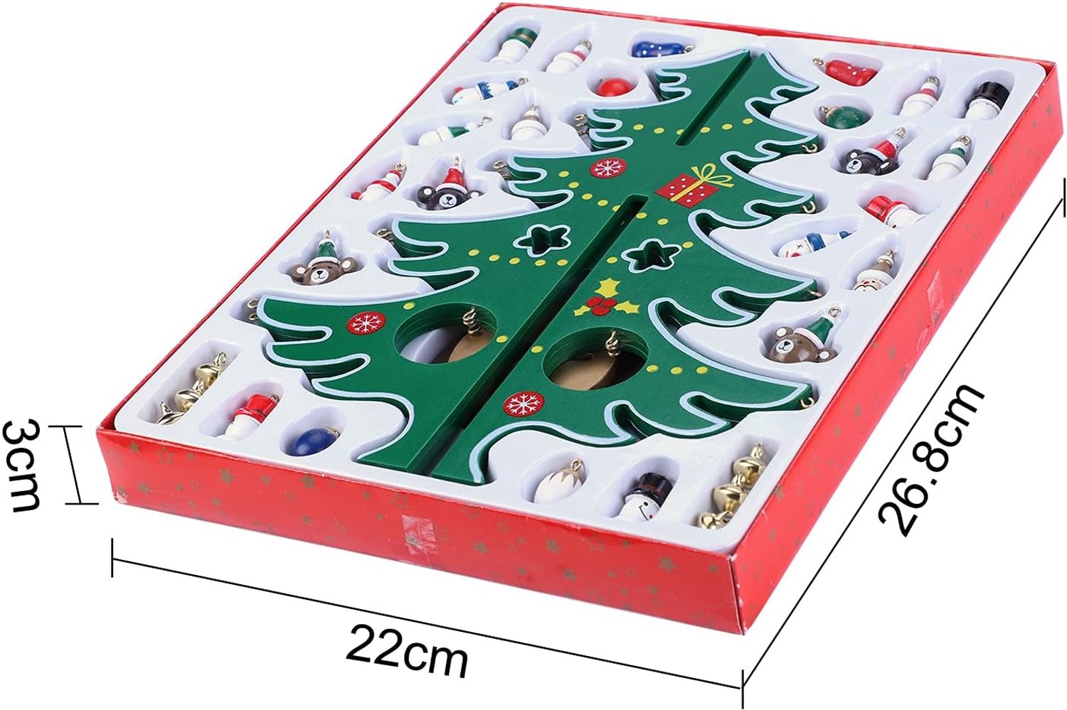 Set, kerstboom, hout, tafeldecoratie, kerstboom, klein, schattige kerstdecoratie, tafel, mini-boomversiering, hangende kerstboom, 5 lagen, houten hangers, miniatuur, decoratieve boom