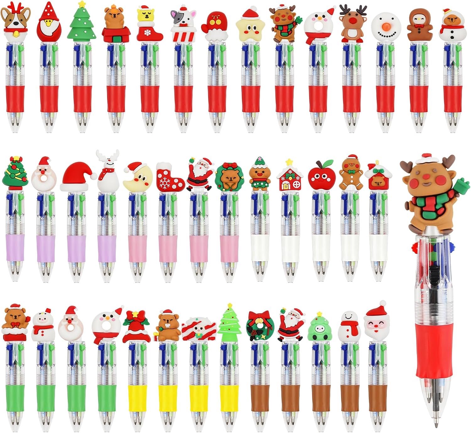 40 stuks kleurpotloden Kerstmis kinderen, balpennen in 4 kleuren
