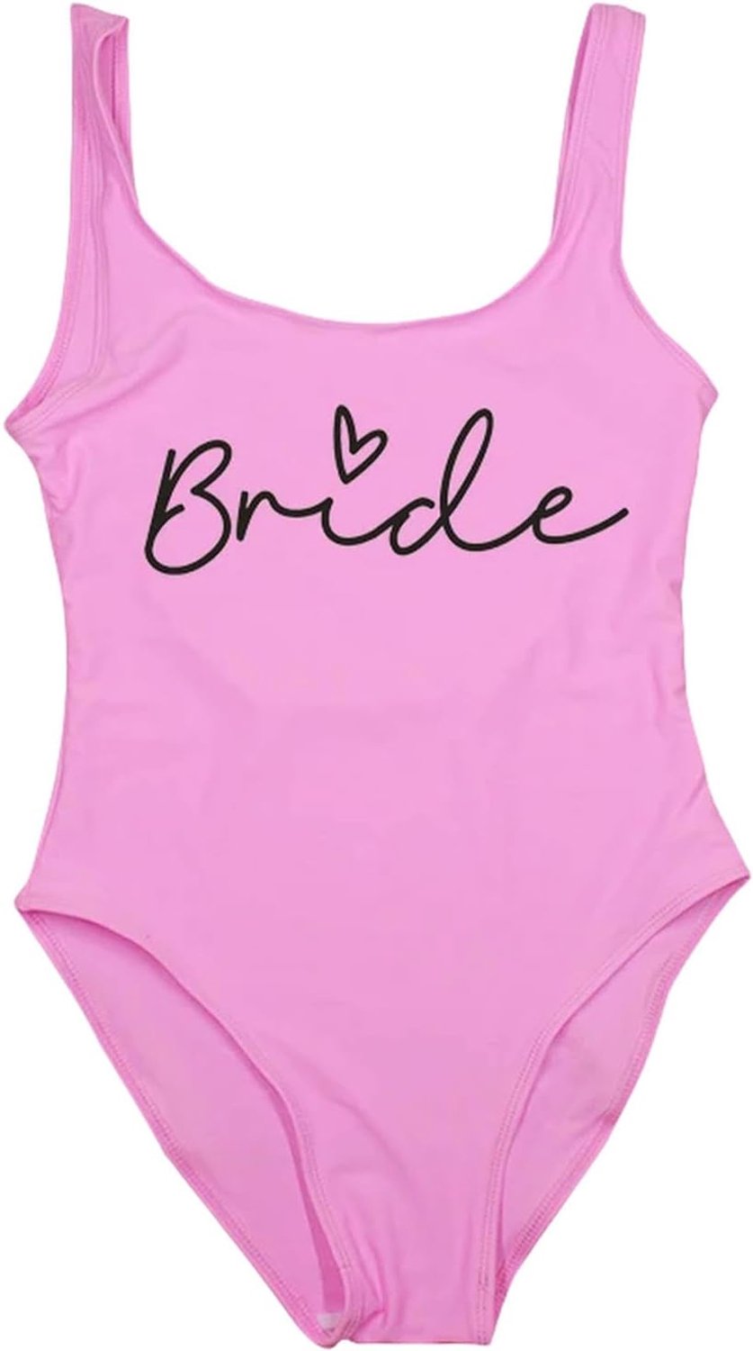 Bikini Team Bride One-piece Swimsuit Women Bridal Summer Swimwear High Cut Low Back Bathing Suit