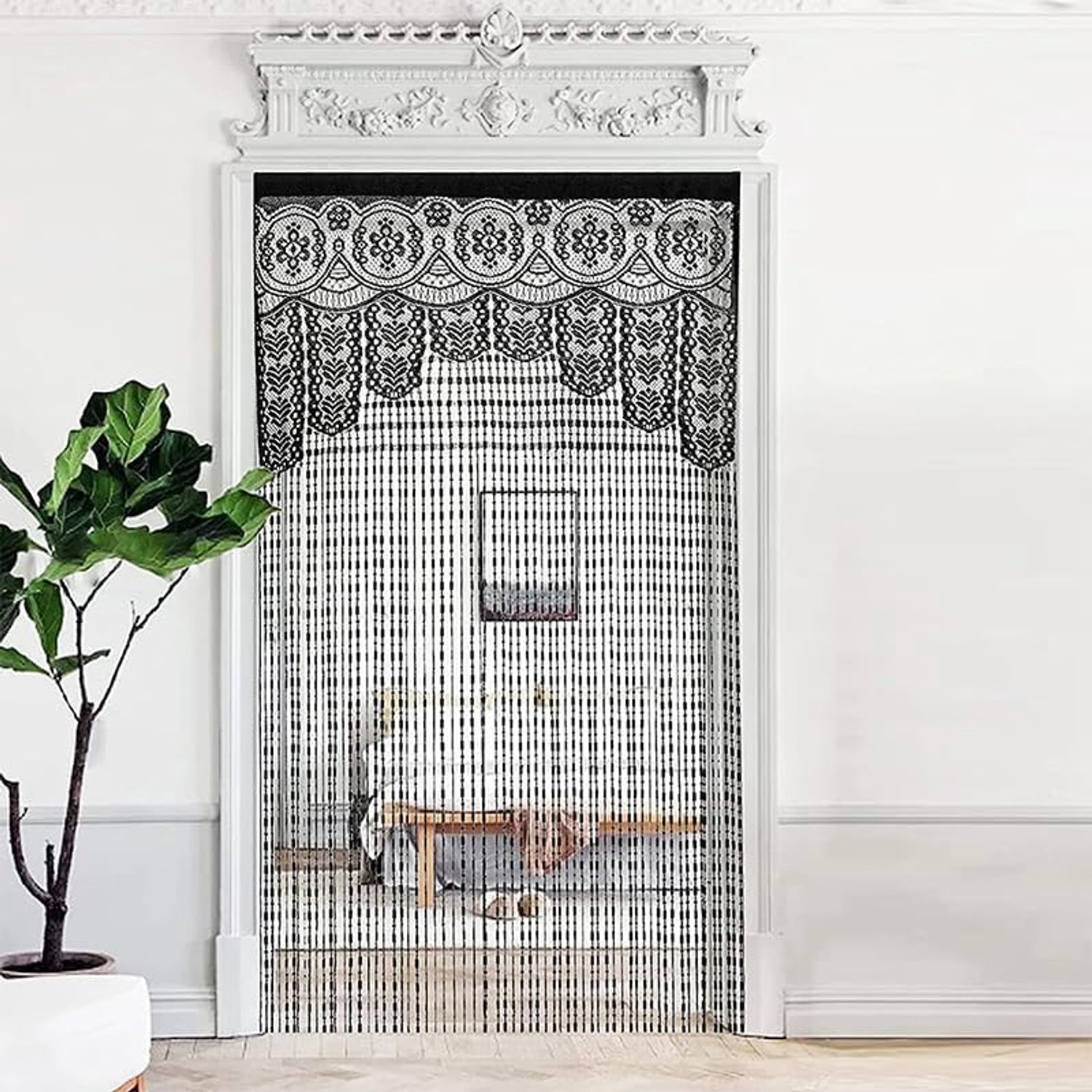 2 stuks macramé kanten deurgordijn voor deuropeningen, kamerverdeler, deuropening, hippie raampaneel, kamerverdeler, wandkastgordijnen voor slaapkamer, kast, deurgordijnen, decoraties, 39 x 79