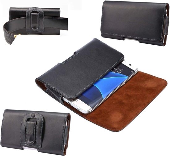 Lederen tas riemclip horizontaal voor Meizu M10 (2022) - Zwart — afbeelding 2