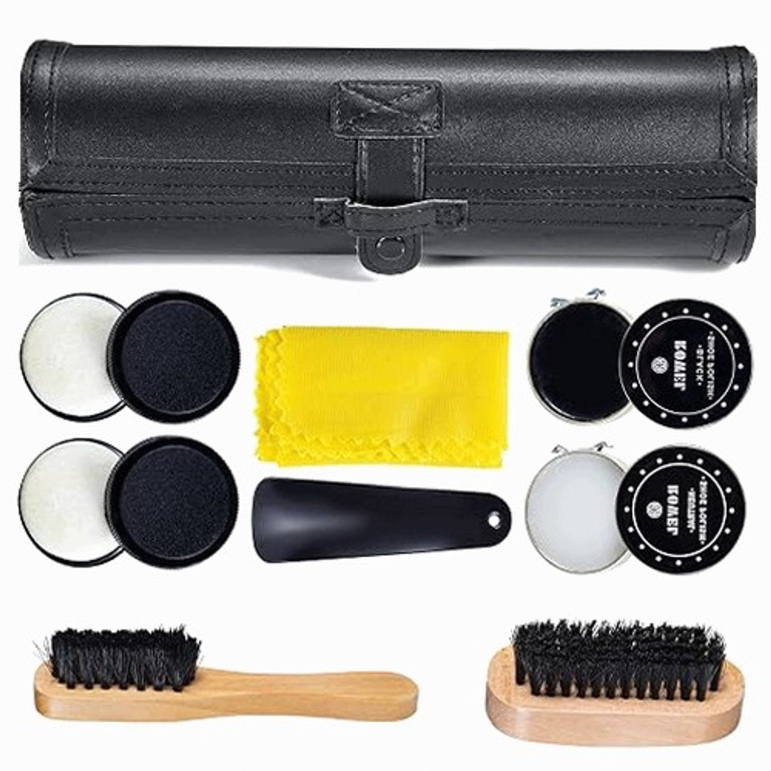 9-delige Schoenpoets Set met Eco-Lederen Etui