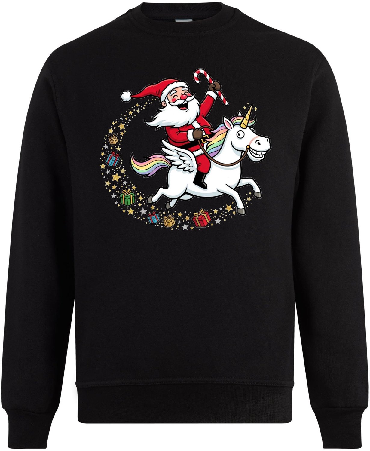 Kerstman Op Eenhoorn Kersttrui - Dames Heren - Unicorn - Unisex - Kerst Cadeau - Grappig - Foute Kersttrui - Maat XL
