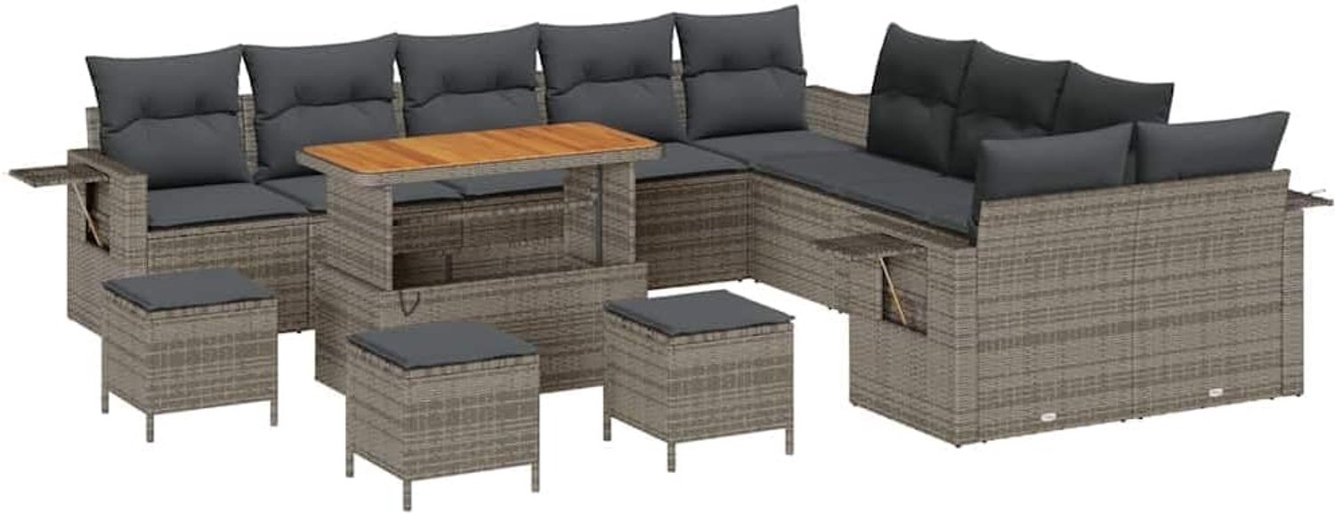 Tuin Sofa Set 14 st Grijs poly rattan
