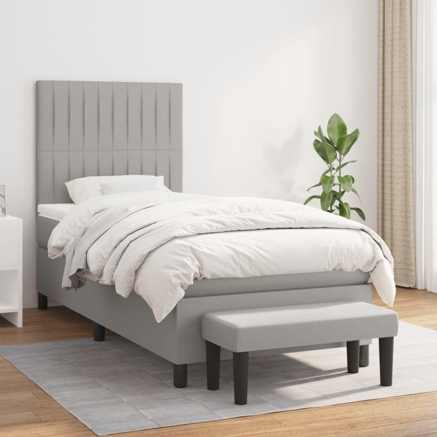 Stof Verstelbaar hoofdbord Boxspring 90x200 Lichtgrijs