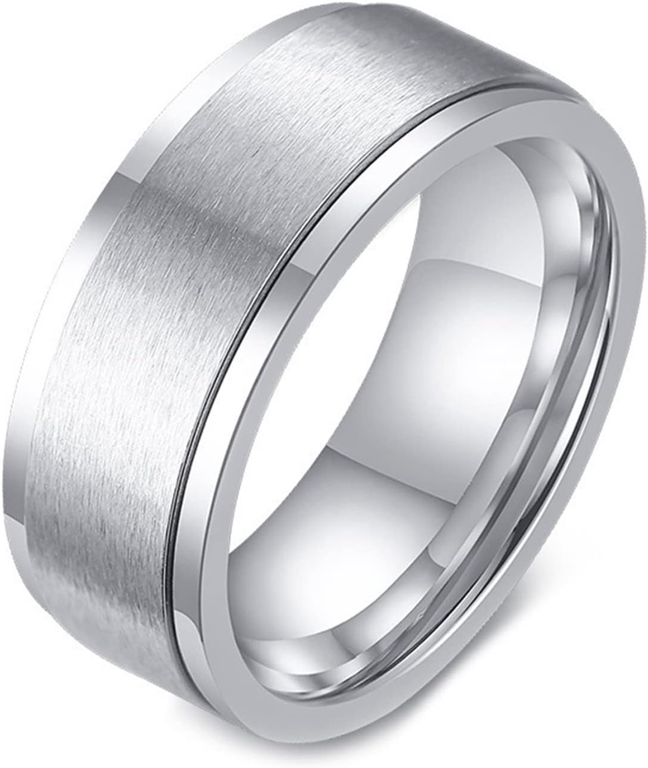 Ringen voor angst, 8 mm mannen roestvrij staal zilver/zwart/goud spinner ring geborsteld fidget band ring