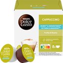 Nescafé Dolce Gusto Cappuccino Skinny & Unsweetened verpakking met een lichte en donkere capsule vooraan.