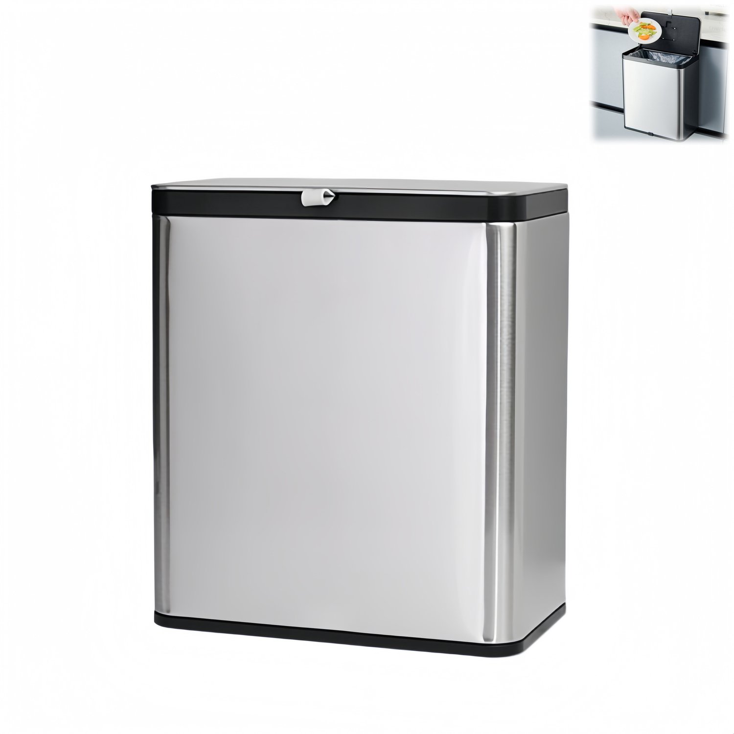 1 stuk ‑ wandprullenbak ‑ wall-mounted stainless steel trash can - wandafvalemmer ophangprullenbak afvalbak - uitneembare binnenemmer 3l - 205x130x212mm ‑ voor keuken ‑ zilver