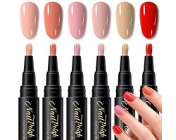 Nagellakpen - 6 stuks - Nagel Art Pennen - 5ml - Geen UV-lamp nodig - Nagellak op waterbasis - Sneldrogende nagelkunstpen - Nail Art penselen - DIY nagelkunst - Nagel Decoratie - Nail Brush - Chique nagels - Nagelartikelen