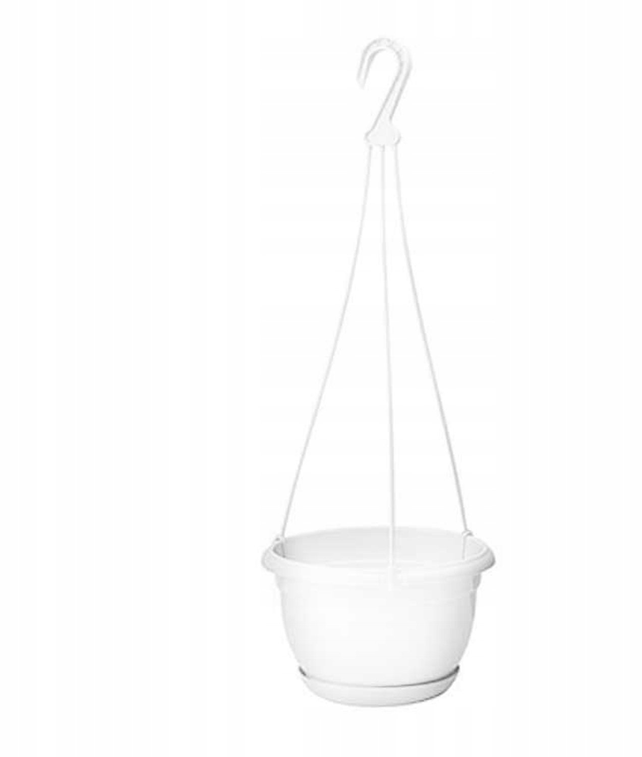 Hangende Pot Malta 21cm Wit - Duurzaam Kunststof met Onderzetter