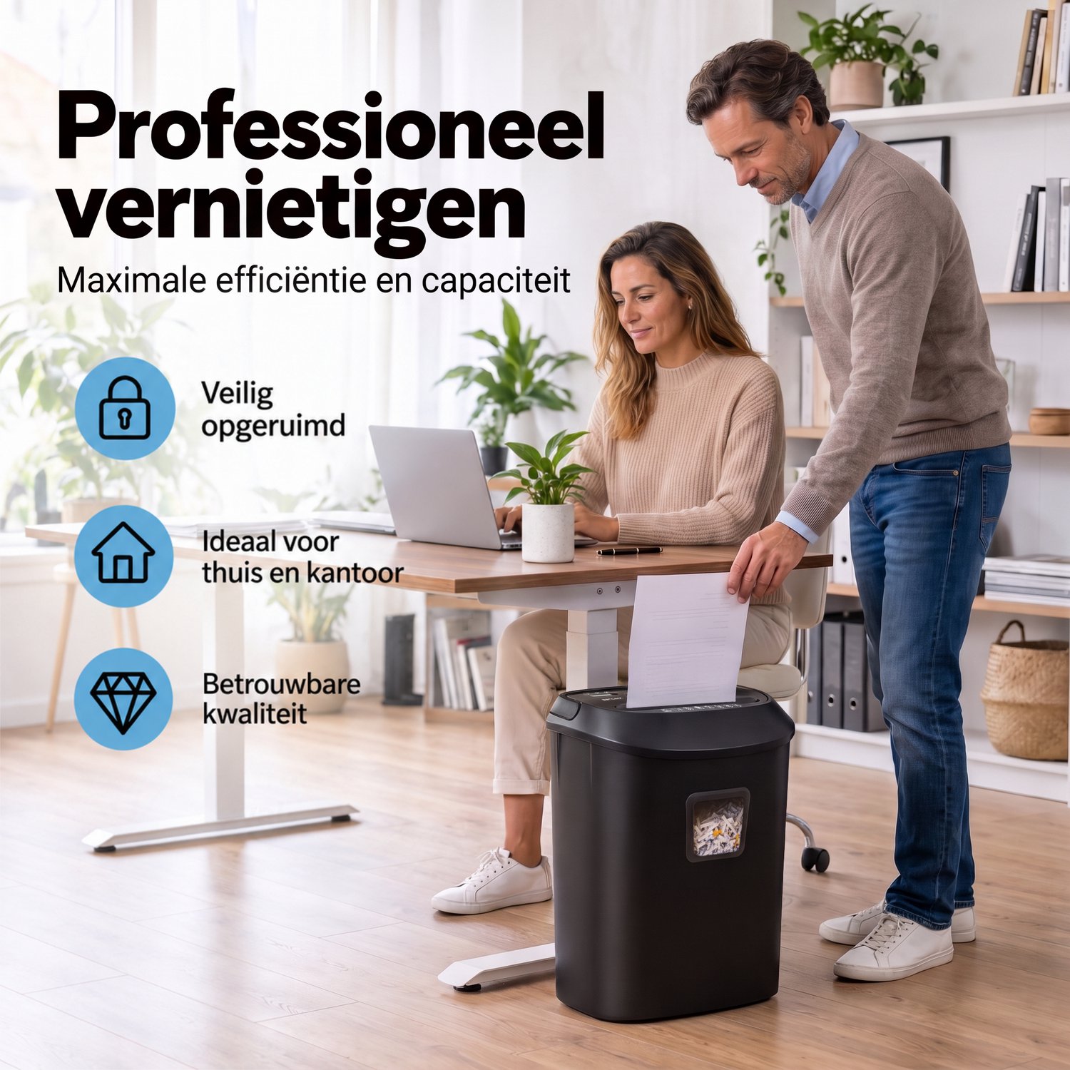 Sencision Papierversnipperaar voor Thuis - P4 Cross-Cut tot 12 Vellen - Versnipperaar voor Papier - Papiervernietiger - 25L - Incl. Olievellen - Zwart thumbnail 2