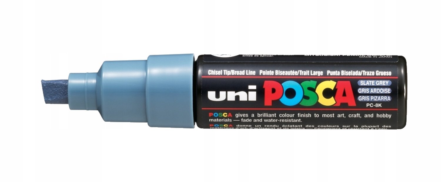 Posca PC-8K Marker - Donkergrijs, Brede Stift voor Diverse Oppervlakken