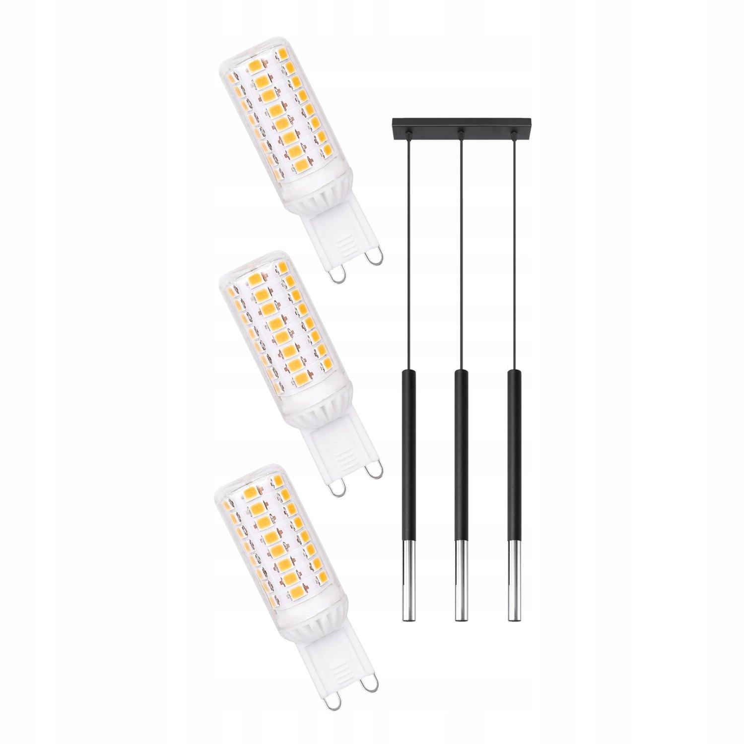 Merkloze Zwarte Hanglamp met Chroom, 3x G9 Fitting, 12W