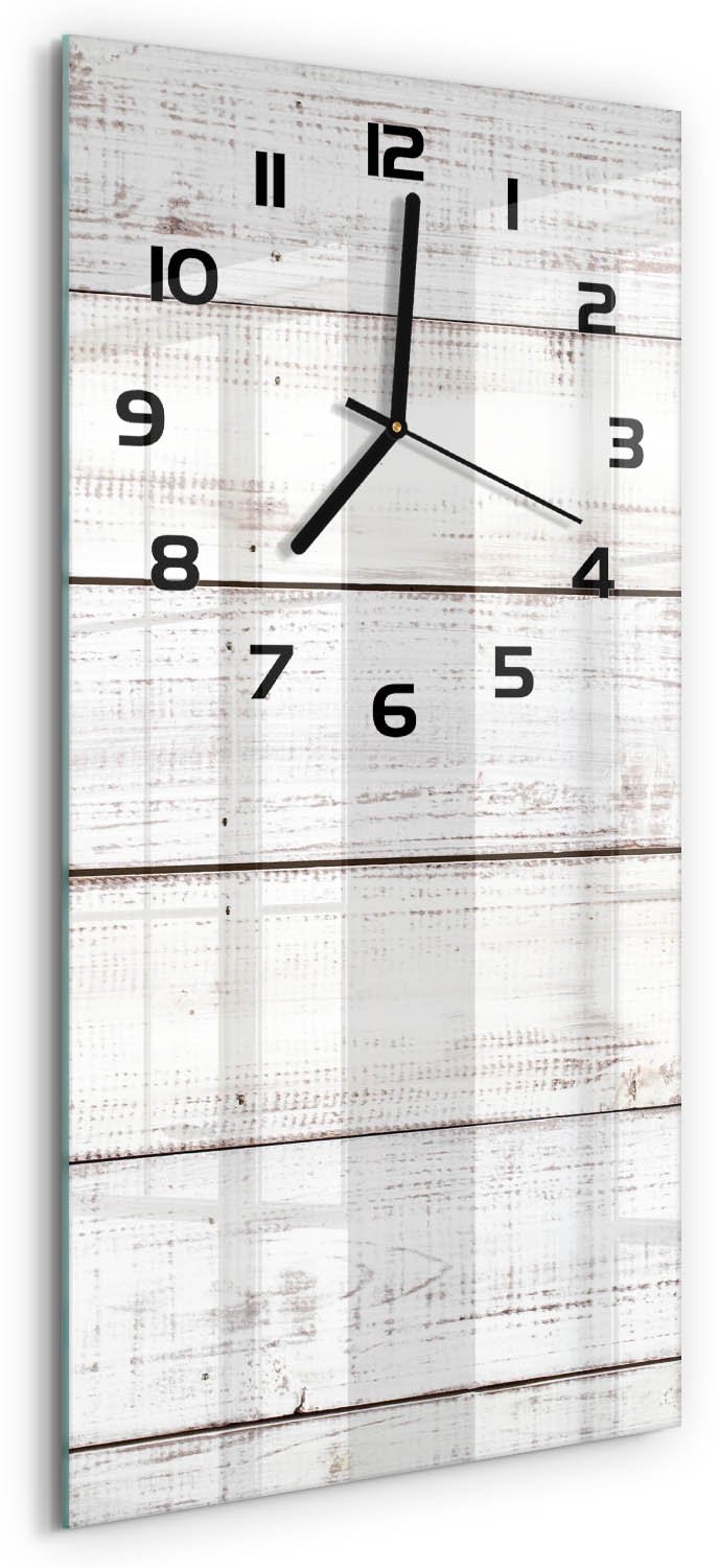 Tulup Wandklok - Houten muur Glazen Klok Met Print - 30x60 cm - Beige Wandklok Glas Met Motief - Zwarte handen - Rechthoekige Klok - Wandklok Glas Decoratie - Gekleurde Glazen Klok