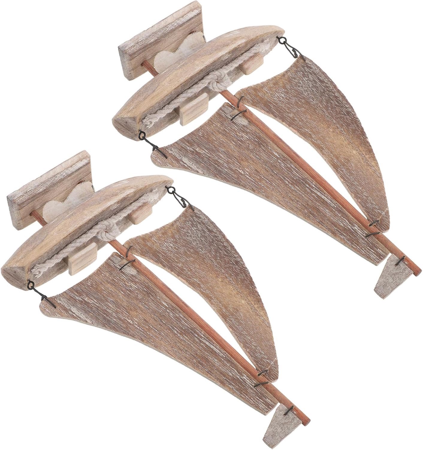 2 Stuks Kleine Houten Zeilboot Decoratie Nautisch Vintage Model Handgemaakt met Realistische Details Tafelstuk voor Kuststijl
