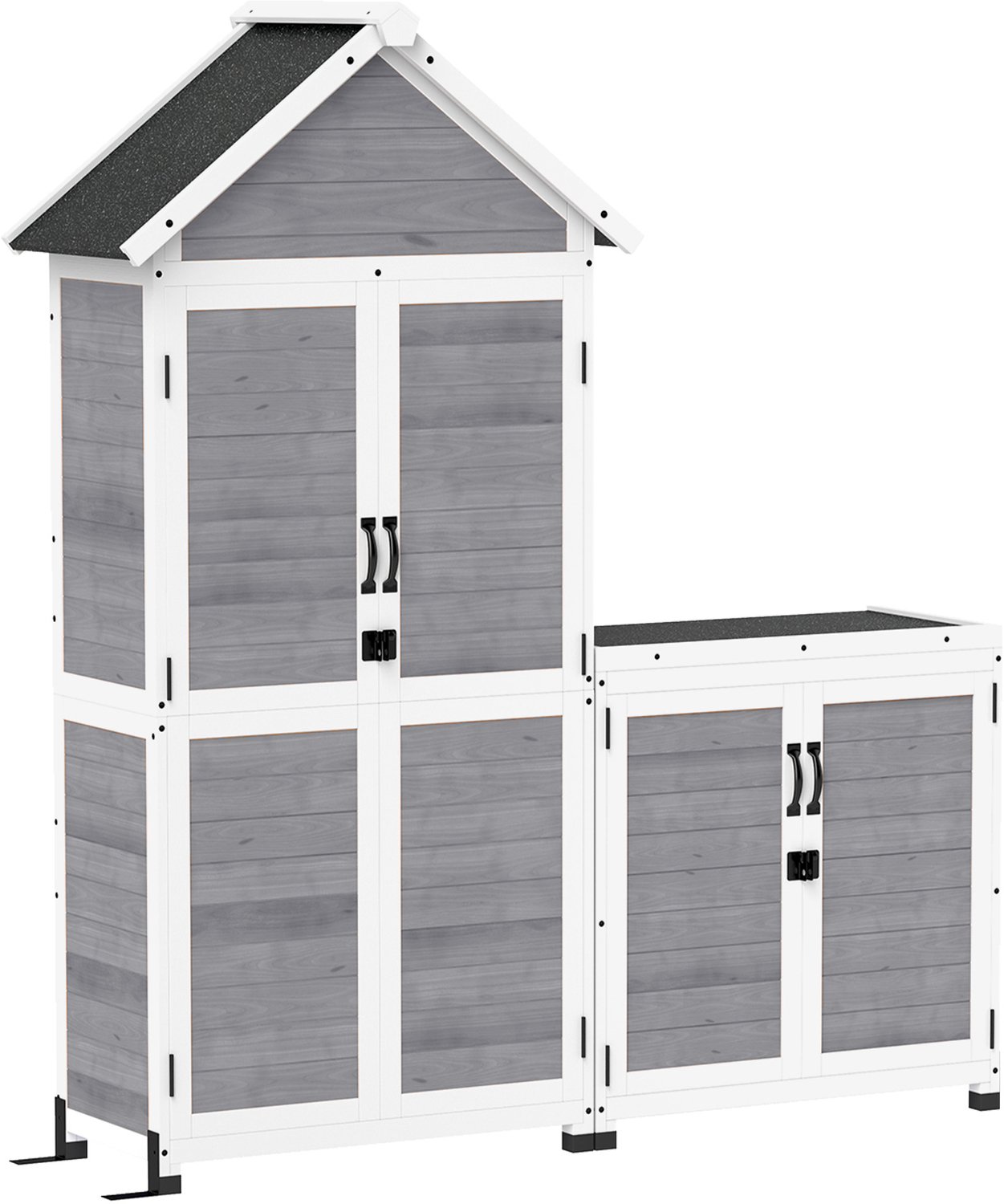 Sunona Tuinhuis met opbergkast - Verstelbare planken - Afsluitbaar - Weerbestendig - Fichtenhout - 89 x 51 x 182 cm en 79 x 43 x 83 cm - Lichtgrijs