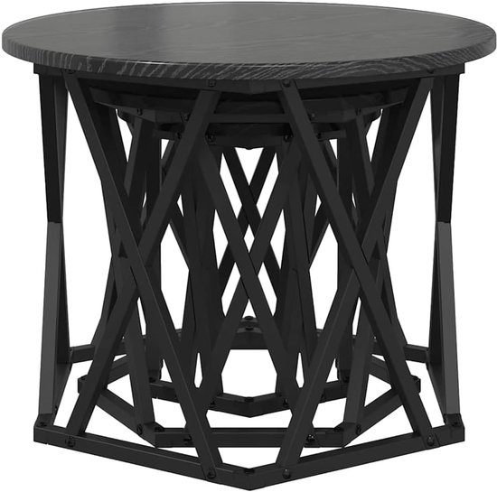Nesting bijzettafel 3 stuks zwart eiken look met stalen frame voor woonkamer lounge praktische legplank — afbeelding 3