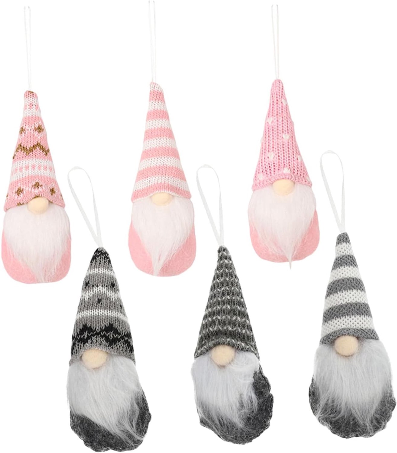6 Stuks Delige Kerstkabouter Handgebreide Zachte Pluche Elfenornamenten Gezellige Scandinavische Kerstboomversieringen voor Feestelijke Huisdecoratie