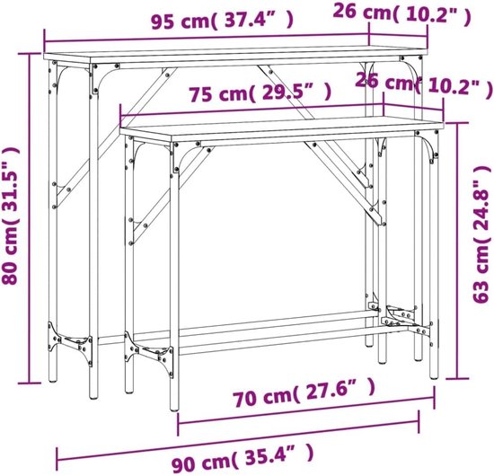 2 stuks Grijs Sonoma eiken, metalen frame, verstelbare poten — afbeelding 4