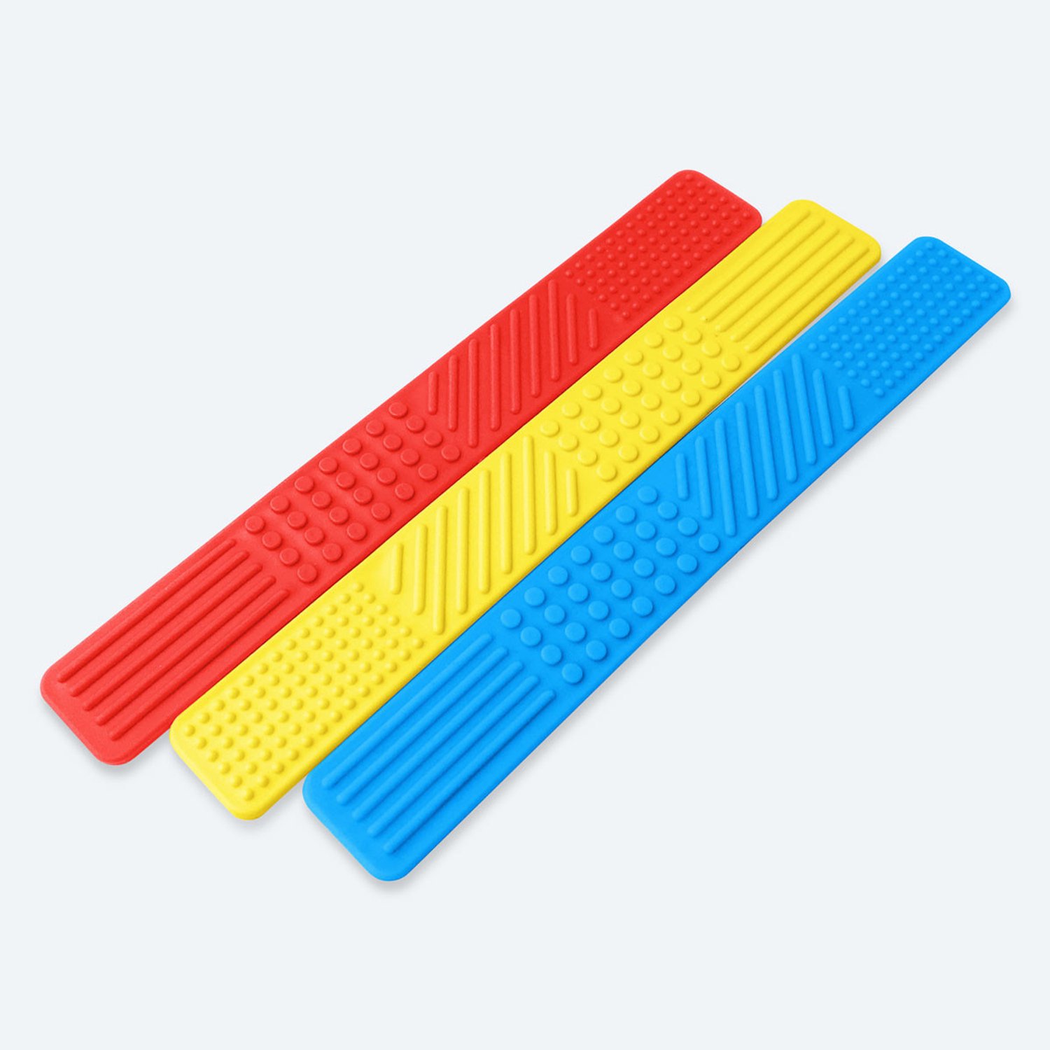 ARK Therapeutic sensorisch speelgoed fidget boekenlegger 3-pack rood geel blauw.