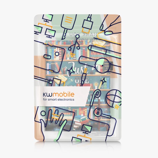 kwmobile e-reader hoesje geschikt voor Pocketbook InkPad One hoes - E reader flip case van kunstleer - Ereader cover met stand - bibliotheek design in meerkleurig — afbeelding 5