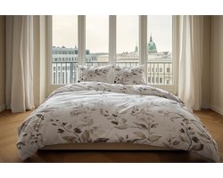 Heckettlane Dekbedovertrek Amara - Beige - Dekbedovertrek van 100% Katoen-Satijn - Dekbedovertrek 240x200-220 cm - Lits-Jumeaux - Wenen