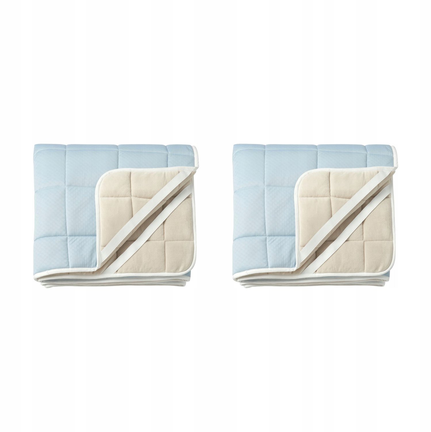 2x Matrasbeschermer Beige-Blauw 180x200 cm