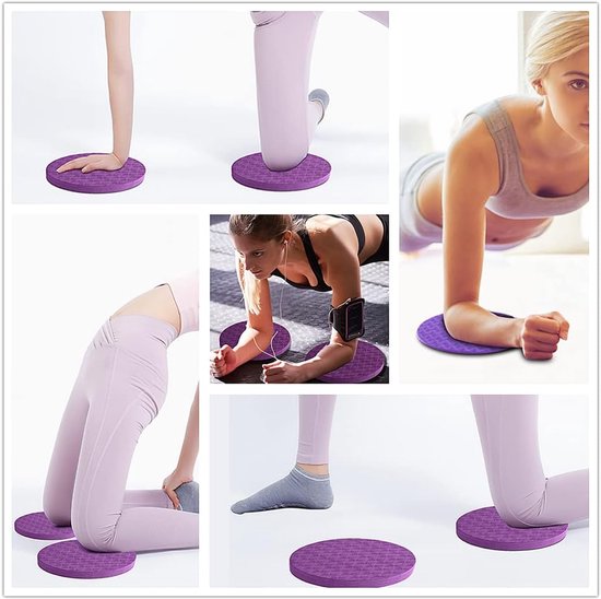 Yoga kniebeschermers - 2-delige set - 1,5*17,5*17,5 cm - Yoga knielmat - Antislip yoga knielmat - Balansmat - Plank oefenkussen - Geschikt voor yoga, pilates en diverse oefeningen - Beschermt effectief knieën, ellebogen, polsen en handen - Paars — afbeelding 4