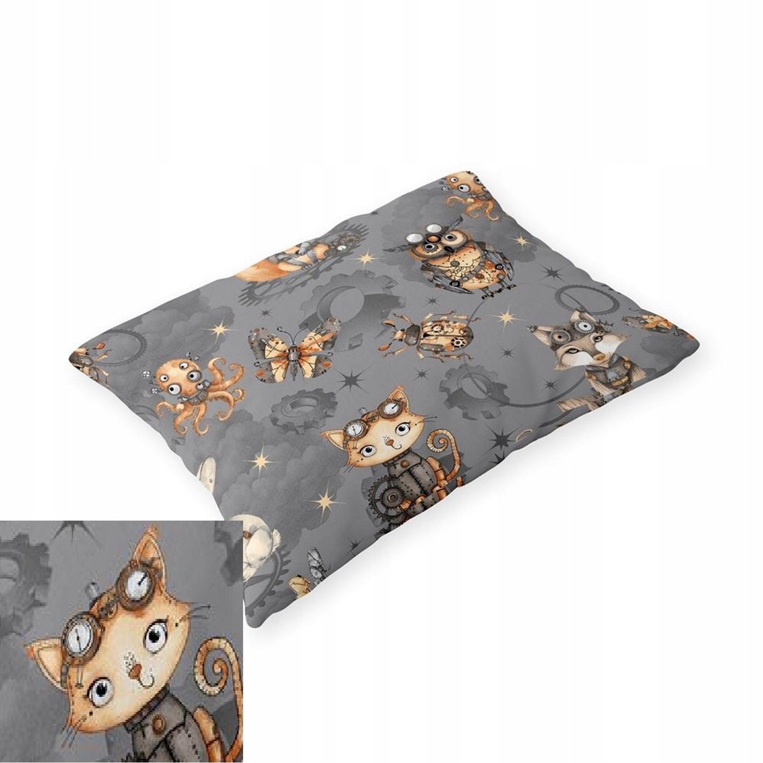 Katoenen kussensloop 40x60cm Punk Animal Grijs - 100% Katoen OEKO-TEX