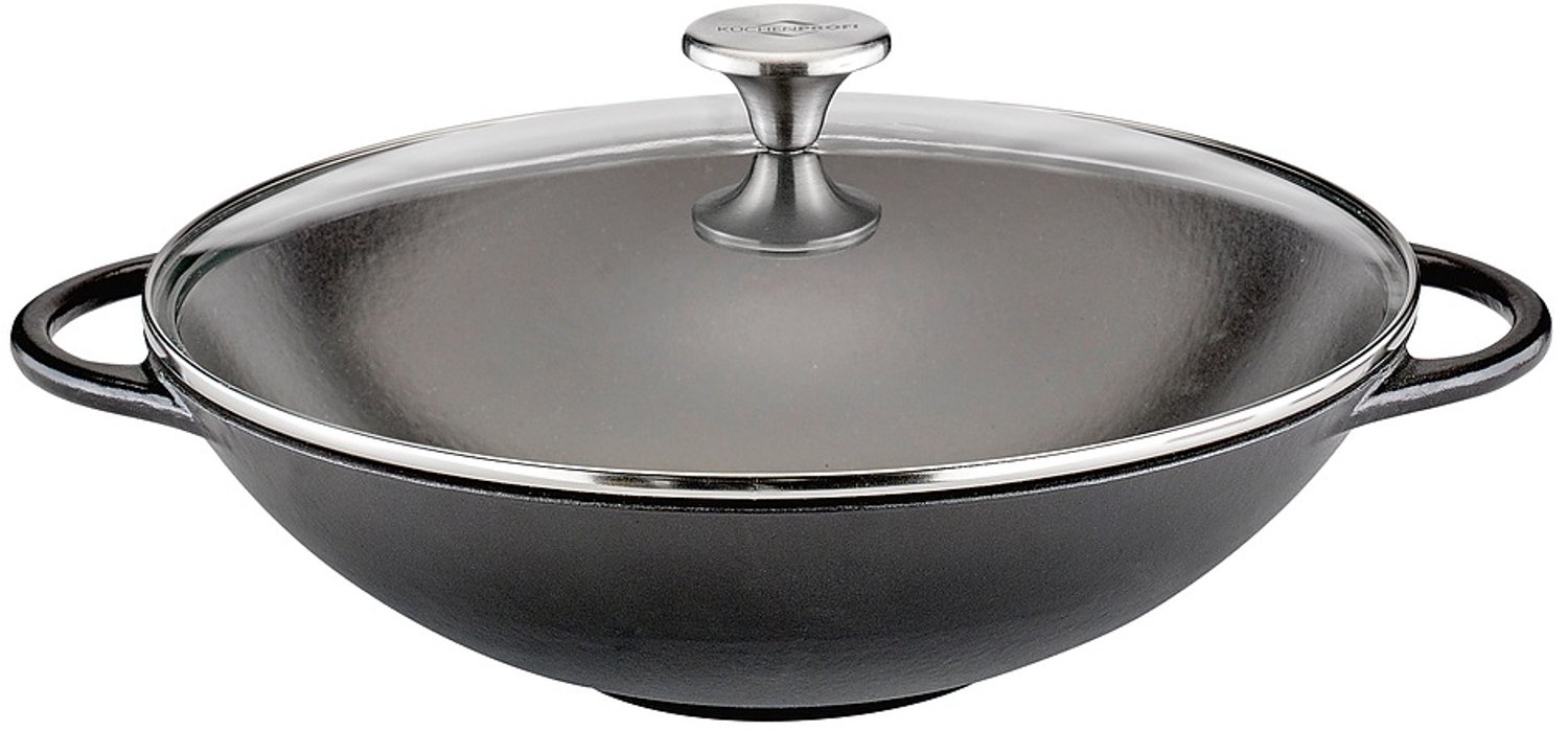 Kuchenprofi Gietijzeren Wok met Glazen Deksel - 30 cm
