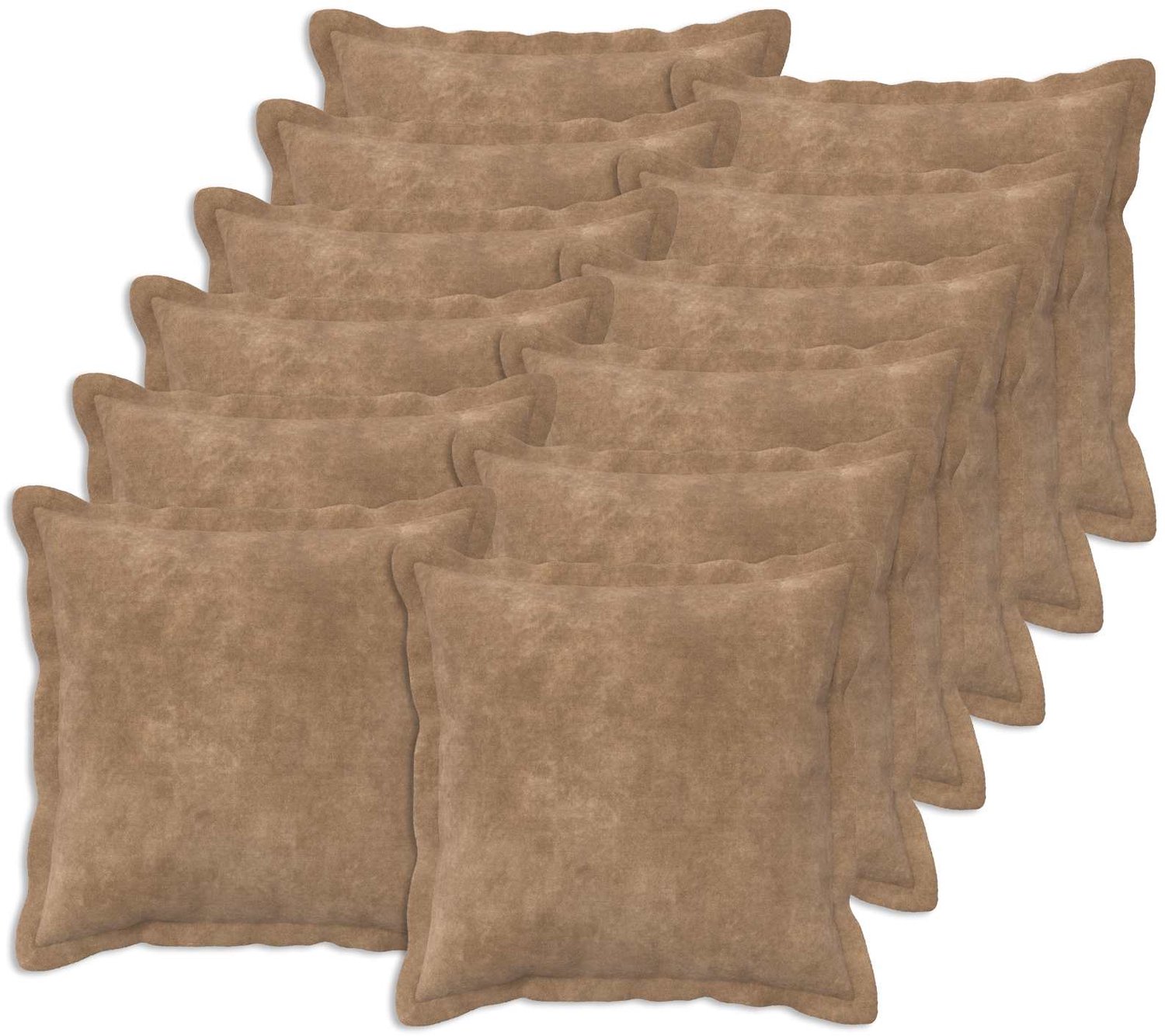 vidaXL Dekenkussen - 12 - st - HOUTEN - Taupe - 40 - x - 40 - cm - Microfiber - Fleece